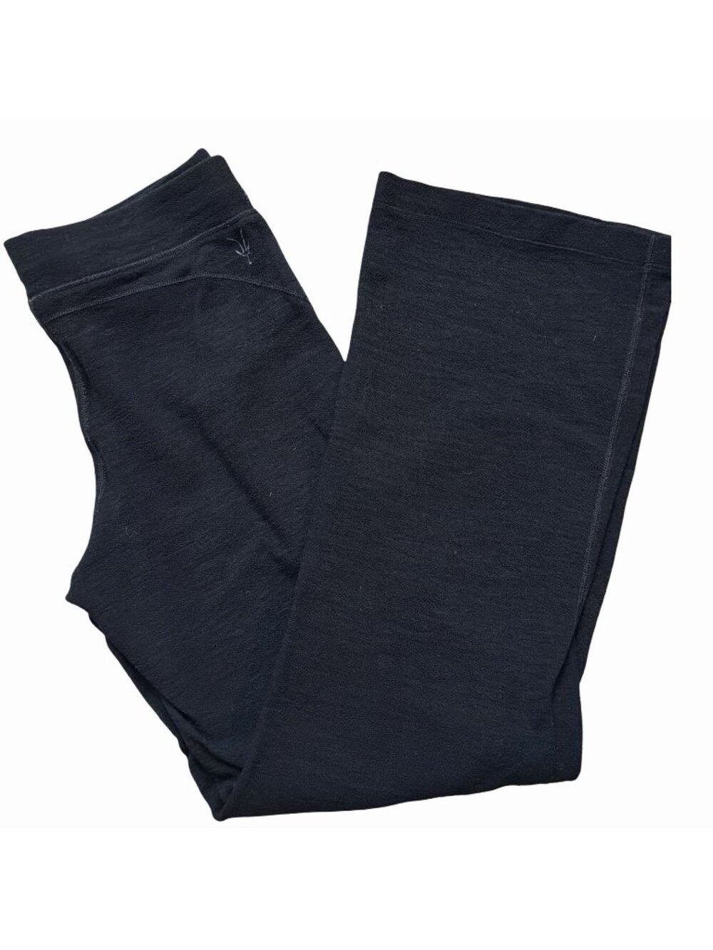 Premium Ibex Knit Merino Wool Blend Black Bootcut Wide Leg Pants Sz L Minimalist